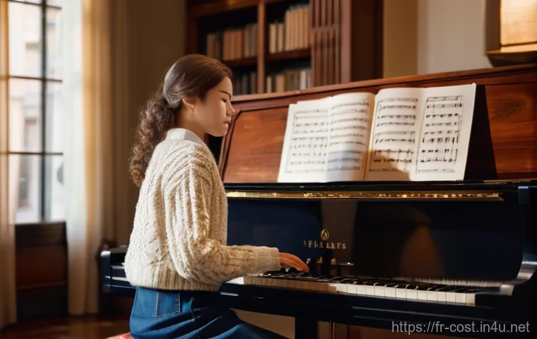 피아노 레슨 비용 - **Prompt for an individual piano lesson:**
"A young adult student, dressed in comfortable yet sm...