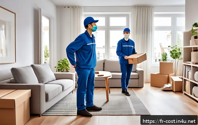이케아 배송비 - A cozy modern French living room setting showcasing a large, bulky Ikea sofa being delivered by two ...
